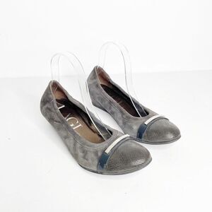 AGL Attilio Giusti Leombruni Suede Cap Toe Low Wedge Pump gray womens 9.5
